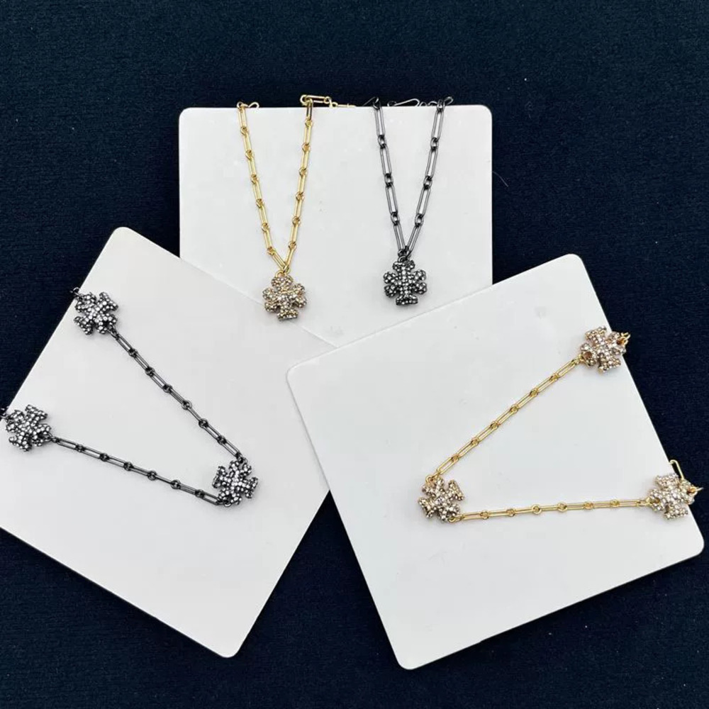 Tory Burch Fengshuang Double Sided Diamond Multi Pendant Choker